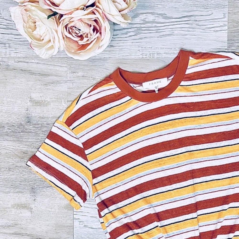 FRAME Wear Thin Striped Tee Sunrise Multi - Picture 9 of 16